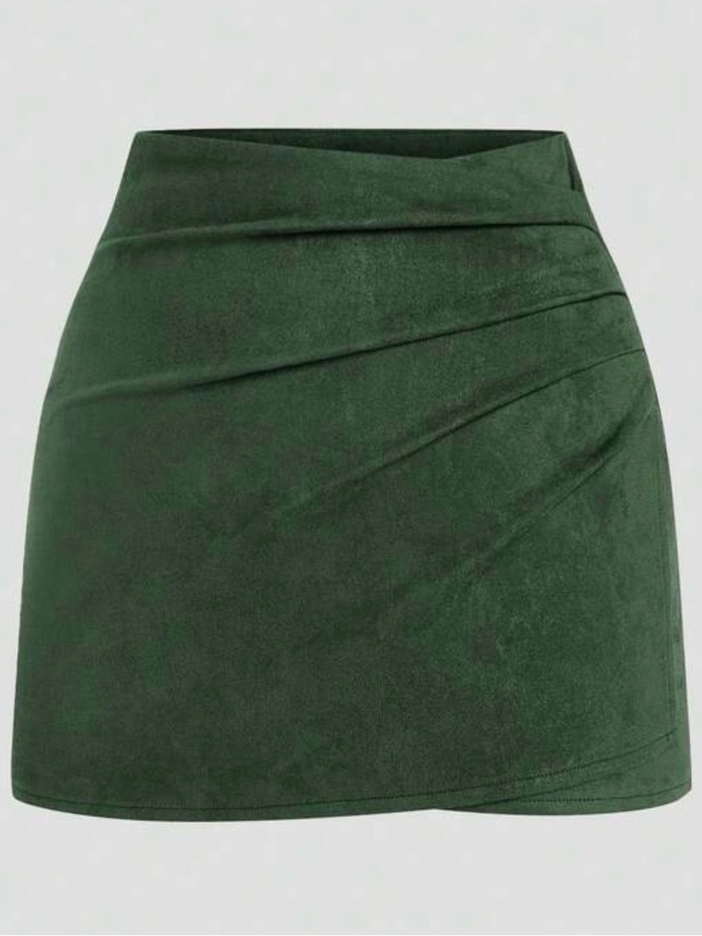 SHEIN Dark Green Faux Suede Mini Skirt
